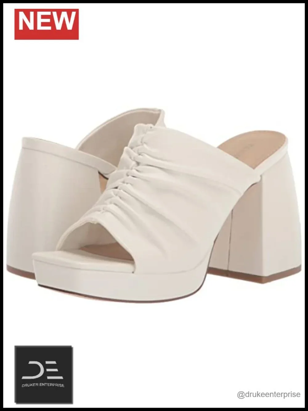 Women's Anika Wedge Heels Ruched Open Square Toe Slip On Block Heel